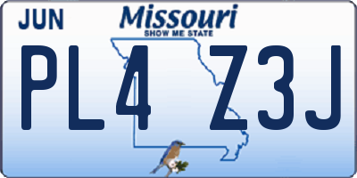 MO license plate PL4Z3J