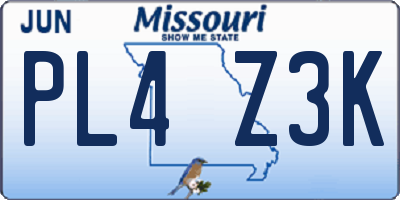 MO license plate PL4Z3K