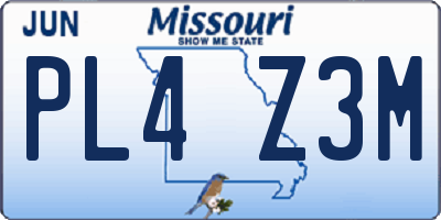 MO license plate PL4Z3M