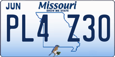 MO license plate PL4Z3O