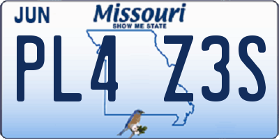 MO license plate PL4Z3S