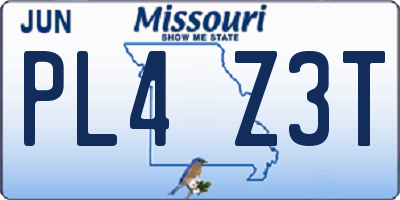 MO license plate PL4Z3T