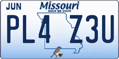 MO license plate PL4Z3U