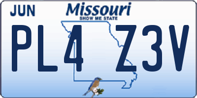 MO license plate PL4Z3V