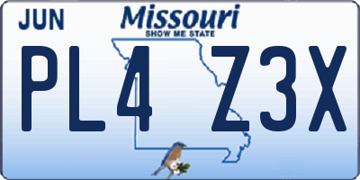 MO license plate PL4Z3X