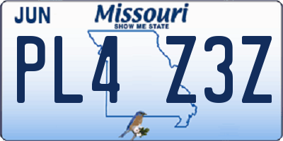 MO license plate PL4Z3Z