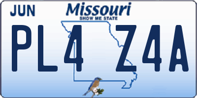 MO license plate PL4Z4A