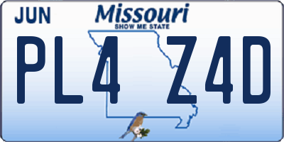 MO license plate PL4Z4D