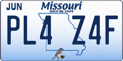 MO license plate PL4Z4F