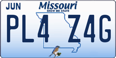 MO license plate PL4Z4G