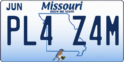 MO license plate PL4Z4M