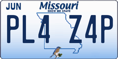 MO license plate PL4Z4P