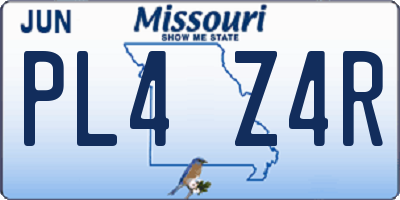 MO license plate PL4Z4R
