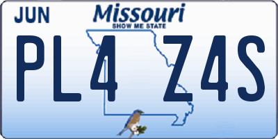 MO license plate PL4Z4S