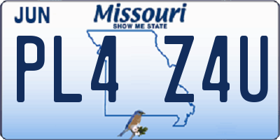 MO license plate PL4Z4U