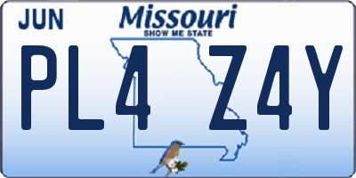 MO license plate PL4Z4Y