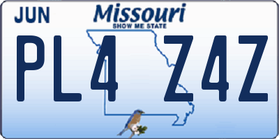 MO license plate PL4Z4Z