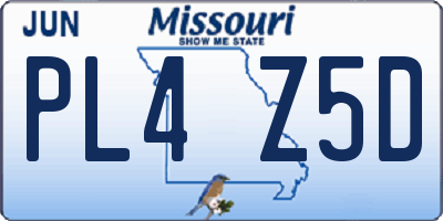 MO license plate PL4Z5D