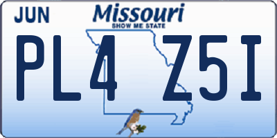 MO license plate PL4Z5I