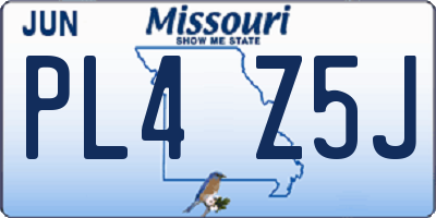 MO license plate PL4Z5J