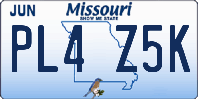 MO license plate PL4Z5K
