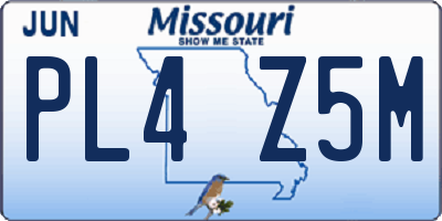 MO license plate PL4Z5M
