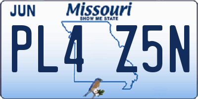 MO license plate PL4Z5N