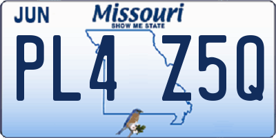 MO license plate PL4Z5Q