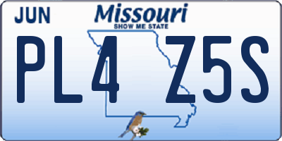 MO license plate PL4Z5S