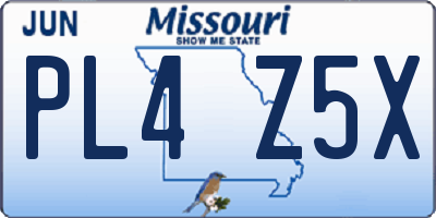 MO license plate PL4Z5X