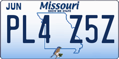 MO license plate PL4Z5Z