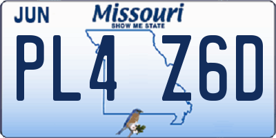 MO license plate PL4Z6D