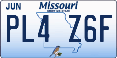 MO license plate PL4Z6F