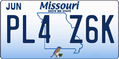MO license plate PL4Z6K