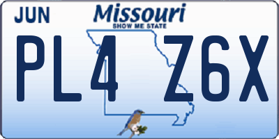 MO license plate PL4Z6X