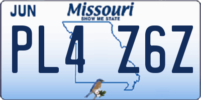 MO license plate PL4Z6Z