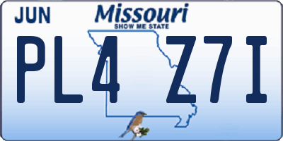 MO license plate PL4Z7I
