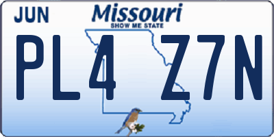 MO license plate PL4Z7N