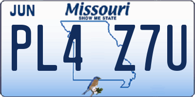 MO license plate PL4Z7U