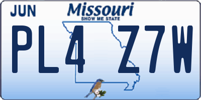 MO license plate PL4Z7W