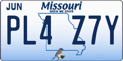 MO license plate PL4Z7Y