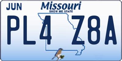MO license plate PL4Z8A