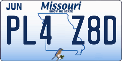 MO license plate PL4Z8D