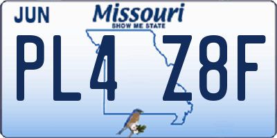 MO license plate PL4Z8F