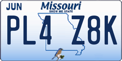 MO license plate PL4Z8K