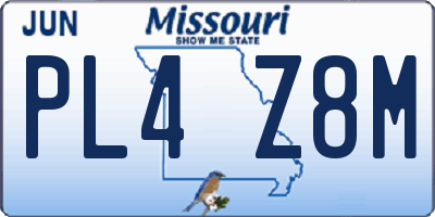 MO license plate PL4Z8M