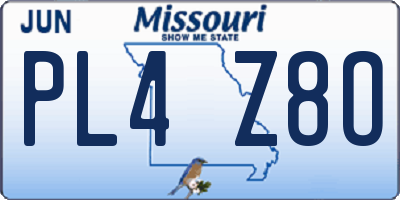 MO license plate PL4Z8O