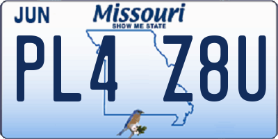 MO license plate PL4Z8U