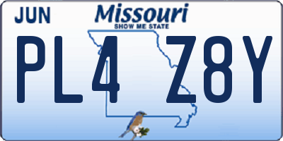 MO license plate PL4Z8Y