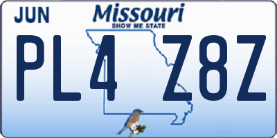 MO license plate PL4Z8Z